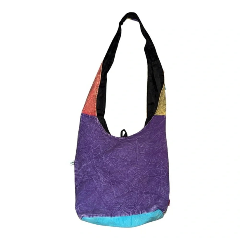 Boho Shoulder‎ crossbody satchel bag Boho Patchwork Multicolor Fringe Button